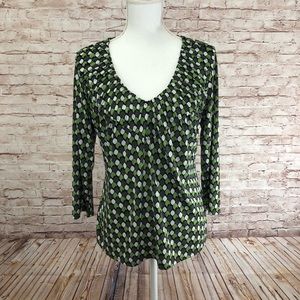 Worthington V-Neck Top | Gathered Neckline | Size Large |